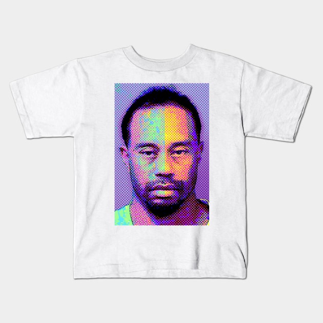 Tiger Woods Mugshot Kids T-Shirt by SABREart